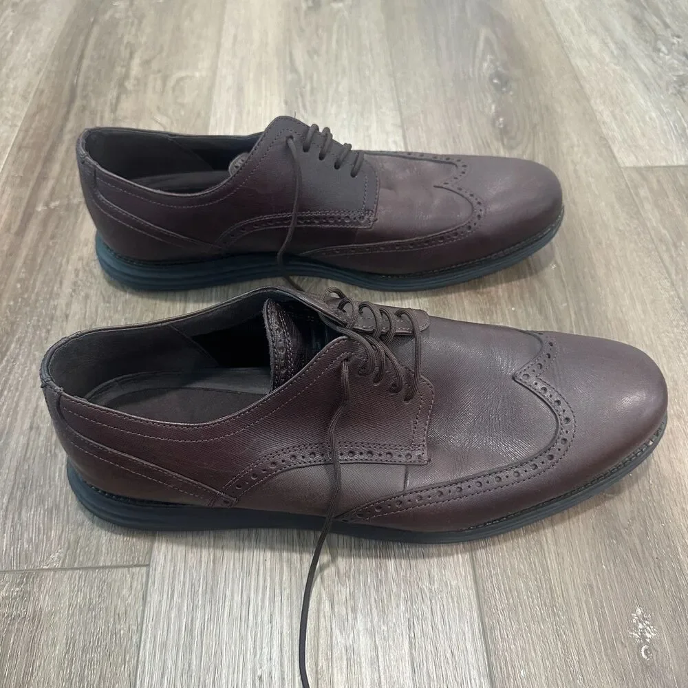 Brown Leather Brogue Wingtip Oxfords Cushioned Dress Sneaker Shoes Mens 16W